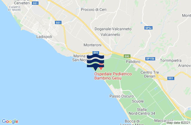 Karte der Gezeiten Valcanneto, Italy