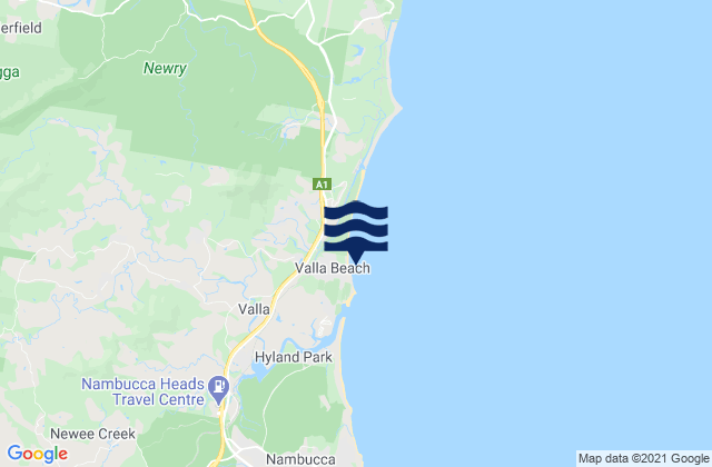 Karte der Gezeiten Valla Beach, Australia