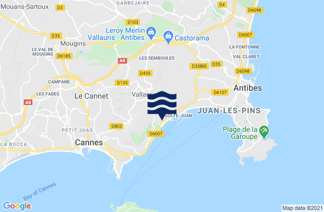 Karte der Gezeiten Vallauris, France