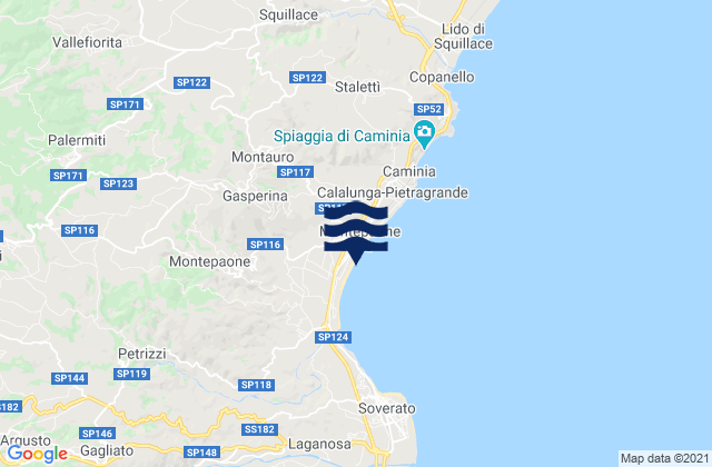 Karte der Gezeiten Vallefiorita, Italy