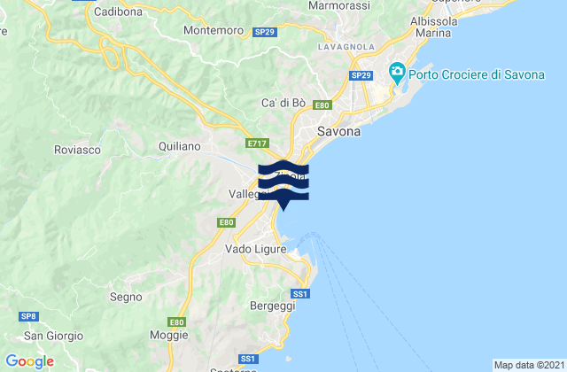 Karte der Gezeiten Valleggia, Italy