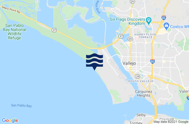 Karte der Gezeiten Vallejo (Mare Island Strait), United States