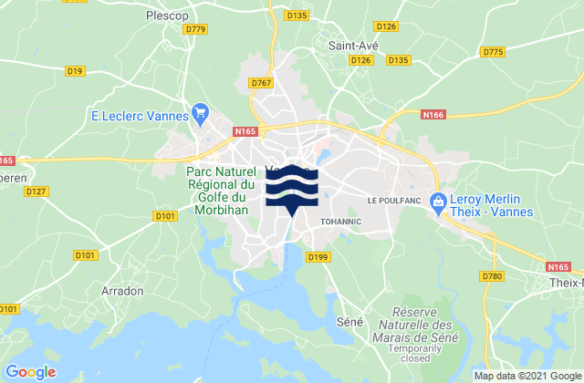 Karte der Gezeiten Vannes, France