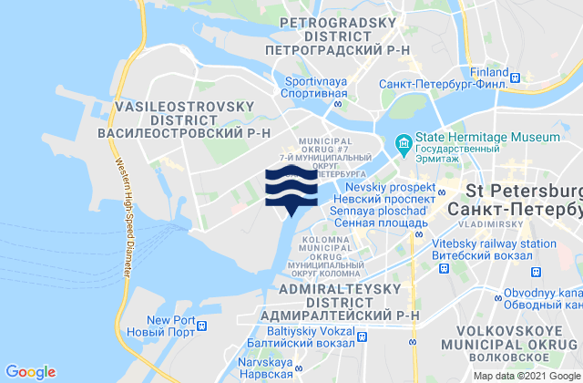 Karte der Gezeiten Vasileostrovskiy Rayon, Russia