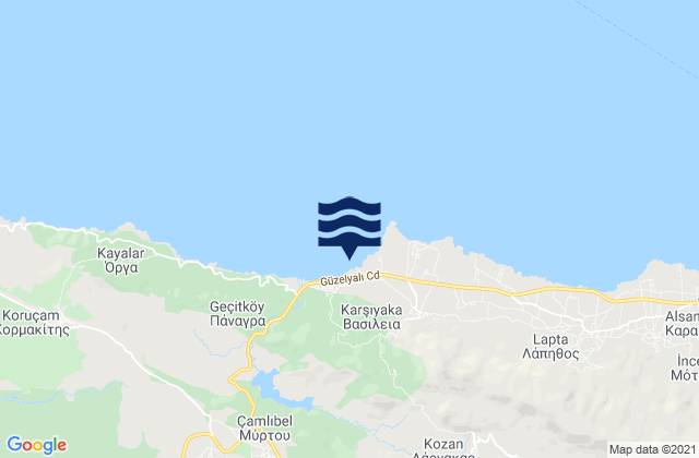 Karte der Gezeiten Vasíleia, Cyprus