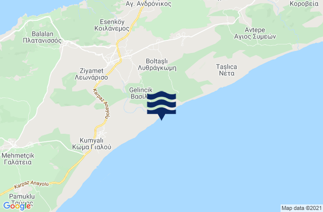 Karte der Gezeiten Vasíli, Cyprus
