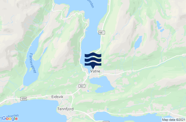 Karte der Gezeiten Vatne, Norway