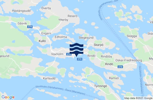 Karte der Gezeiten Vaxholm, Sweden