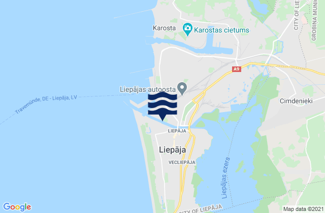 Karte der Gezeiten Vec-Liepāja, Latvia