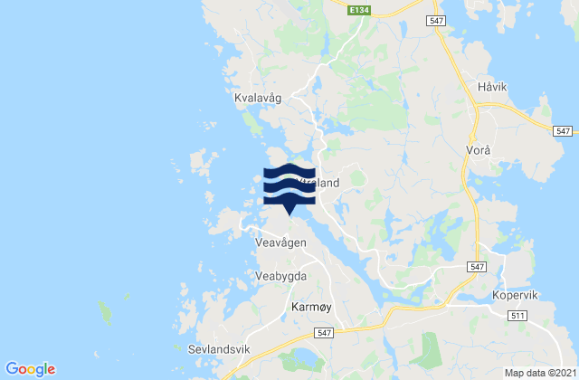 Karte der Gezeiten Vedavågen, Norway