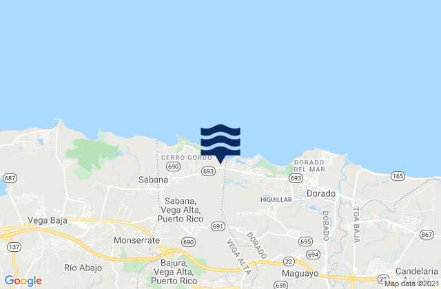 Karte der Gezeiten Vega Alta Municipio, Puerto Rico