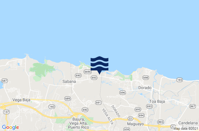 Karte der Gezeiten Vega Alta, Puerto Rico