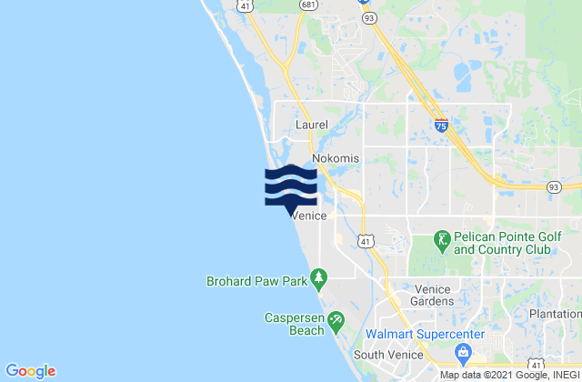 Karte der Gezeiten Venice Beach, United States