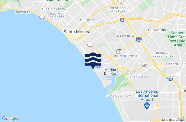 Karte der Gezeiten Venice City Beach, United States