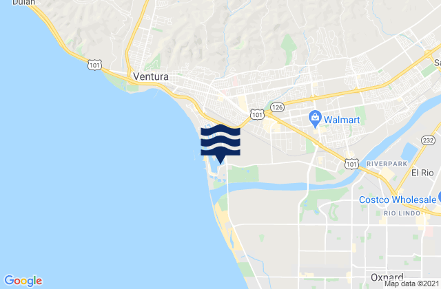 Karte der Gezeiten Ventura Overhead, United States