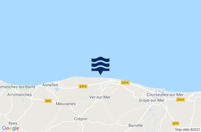 Karte der Gezeiten Ver-sur-Mer, France