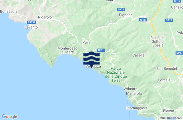 Karte der Gezeiten Vernazza, Italy