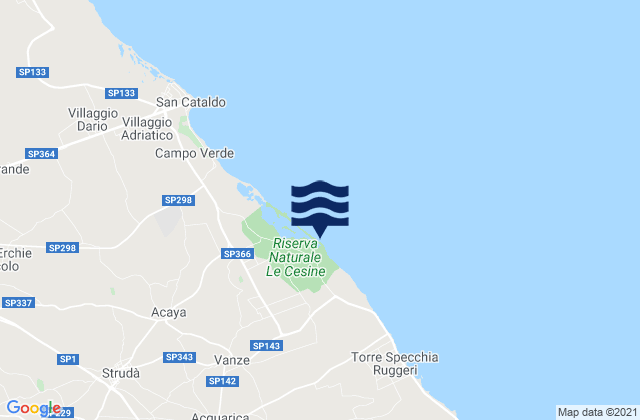 Karte der Gezeiten Vernole, Italy