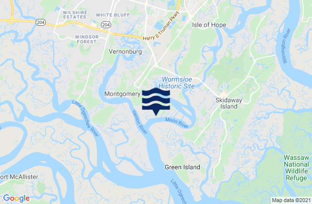 Karte der Gezeiten Vernon View (Burnside River), United States