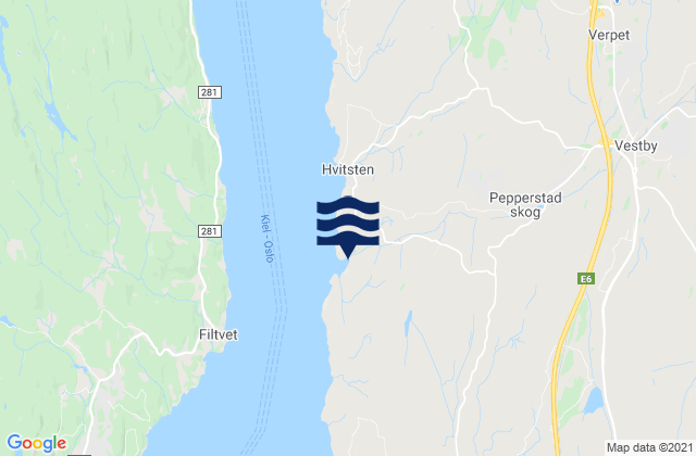 Karte der Gezeiten Vestby, Norway