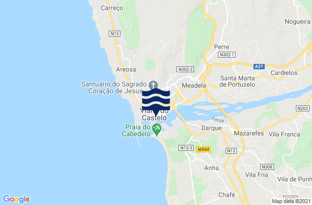 Karte der Gezeiten Viana do Castelo, Portugal