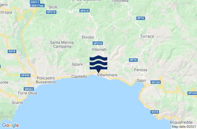 Karte der Gezeiten Vibonati, Italy