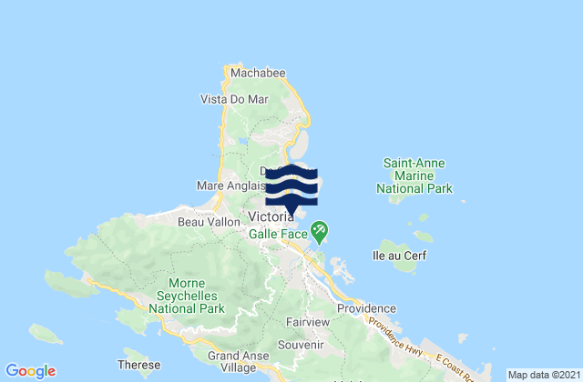 Karte der Gezeiten Victoria, Seychelles