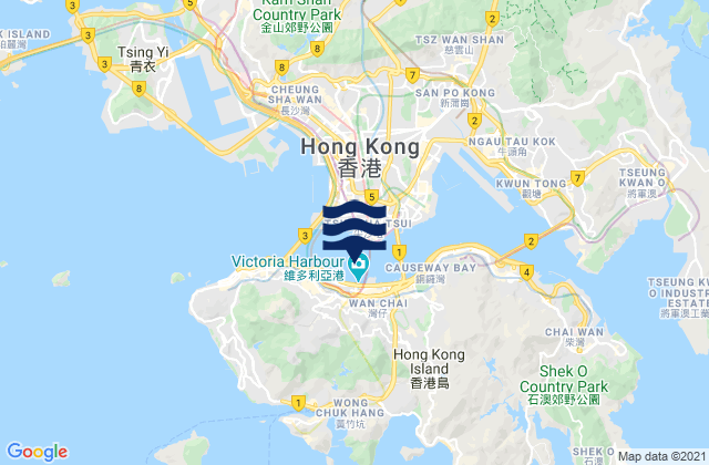 Karte der Gezeiten Victoria Harbour, Hong Kong