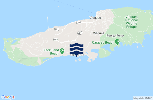 Karte der Gezeiten Vieques Island, Puerto Rico