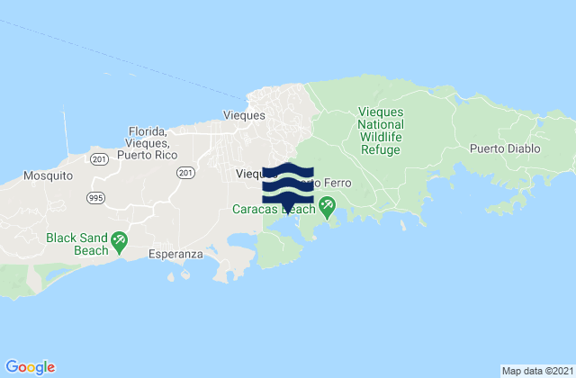 Karte der Gezeiten Vieques Municipality, Puerto Rico