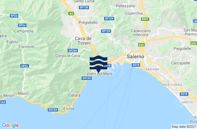 Karte der Gezeiten Vietri sul Mare, Italy