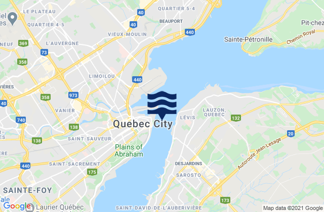 Karte der Gezeiten Vieux-Quebec, Canada