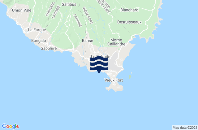 Karte der Gezeiten Vieux Fort Bay St Lucia, Martinique