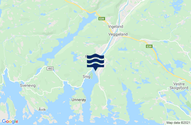 Karte der Gezeiten Vigeland, Norway
