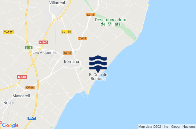 Karte der Gezeiten Vila-real, Spain