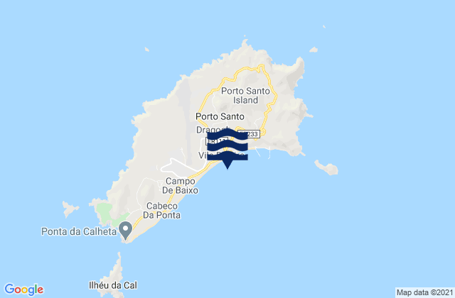 Karte der Gezeiten Vila Baleira, Portugal