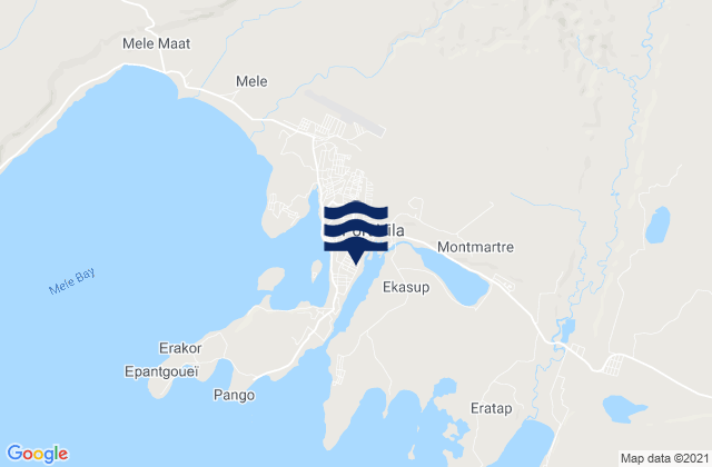 Karte der Gezeiten Vila Harbor Efate Island, New Caledonia