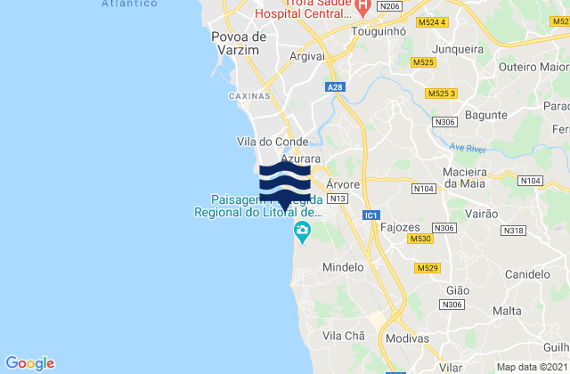 Karte der Gezeiten Vila do Conde, Portugal