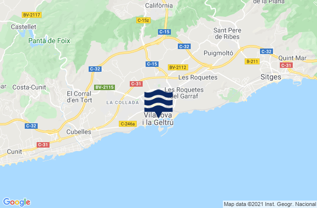 Karte der Gezeiten Vilanova i la Geltrú, Spain