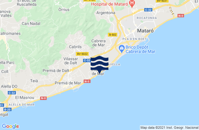 Karte der Gezeiten Vilassar de Mar, Spain