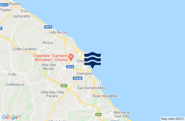Karte der Gezeiten Villa Caldari, Italy