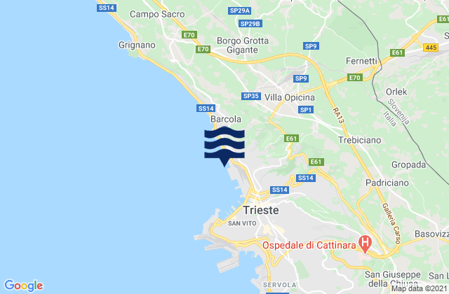 Karte der Gezeiten Villa Opicina, Italy