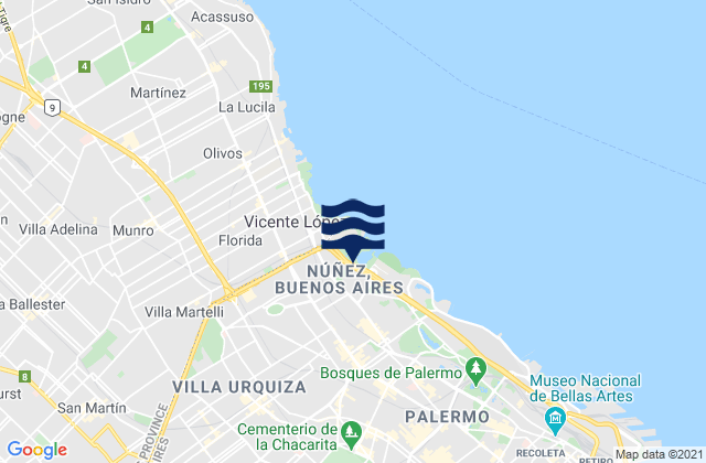 Karte der Gezeiten Villa Santa Rita, Argentina