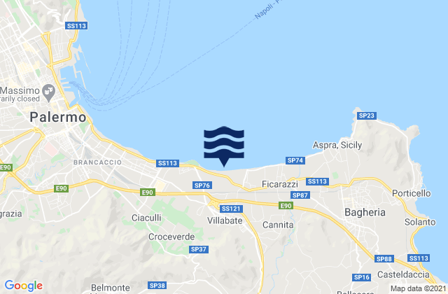 Karte der Gezeiten Villabate, Italy