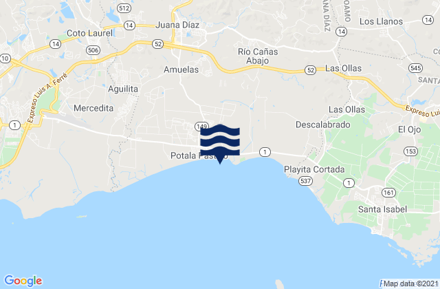 Karte der Gezeiten Villalba Municipio, Puerto Rico