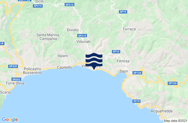 Karte der Gezeiten Villammare, Italy