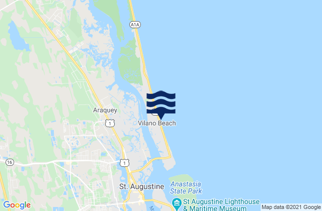 Karte der Gezeiten Villano Beach, United States