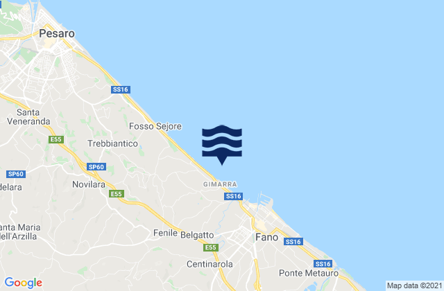 Karte der Gezeiten Villanova, Italy