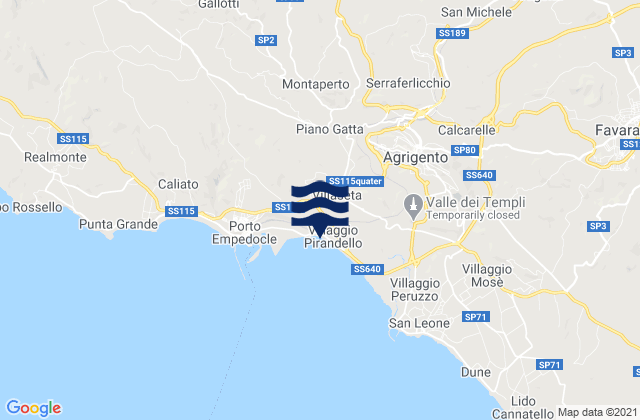 Karte der Gezeiten Villaseta, Italy