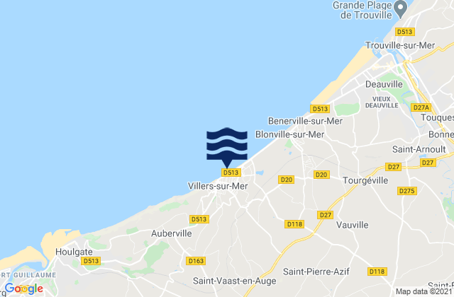Karte der Gezeiten Villers-sur-Mer, France
